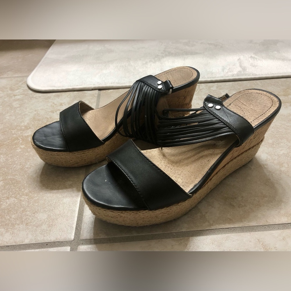 Black Wedge Sandals